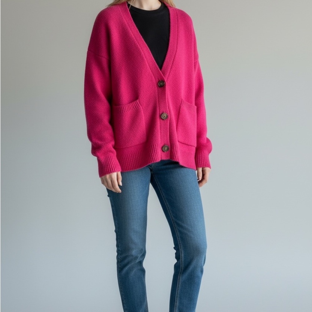 Apparis Fuchsia Button-Up Cardigan